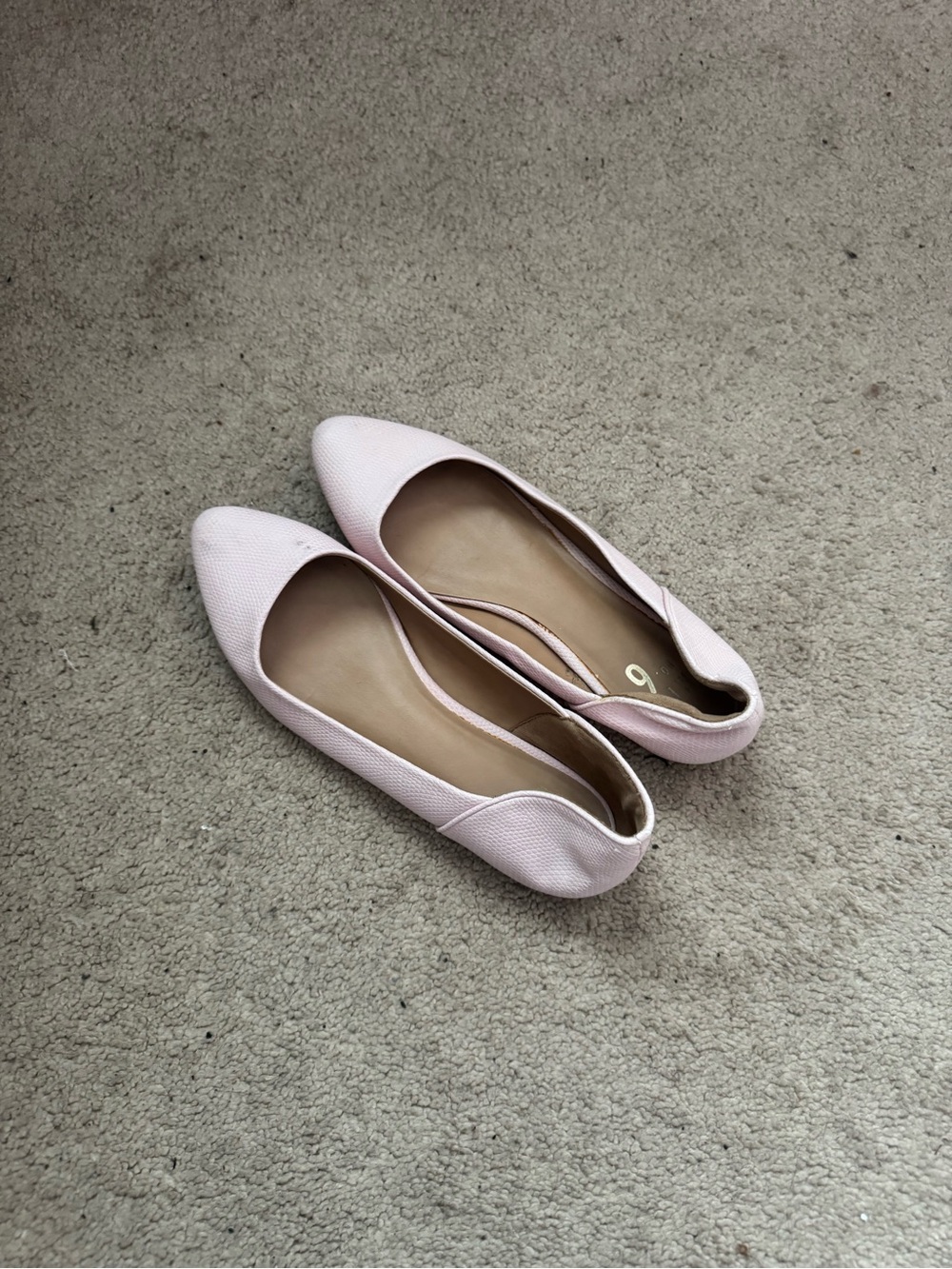 Women’s Pink Textured Pointed Ballet Flats - Picture 3 of 3